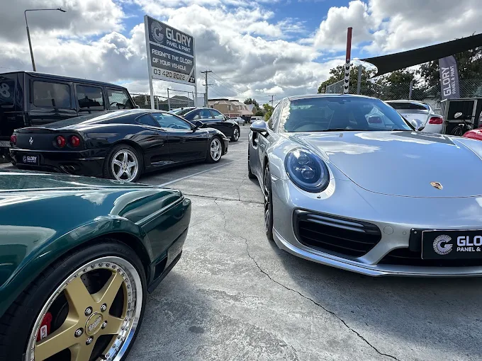Porsche, Ferrari and other premium cars at GLORY Panel & Paint in Hornby, Christchurch